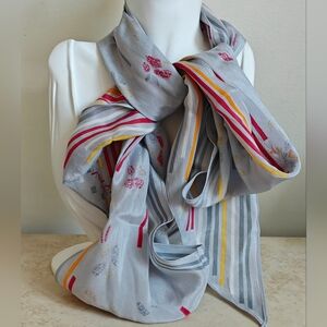 Elegant Lanvin Paris Multicolor Abstract Long Scarf Head Scarf